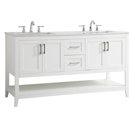 60 inch Double Bathroom Vanity in White