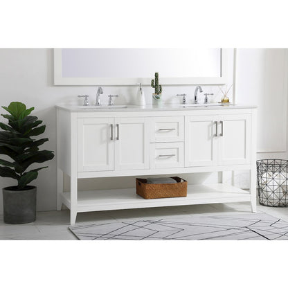 60 inch Double Bathroom Vanity in White