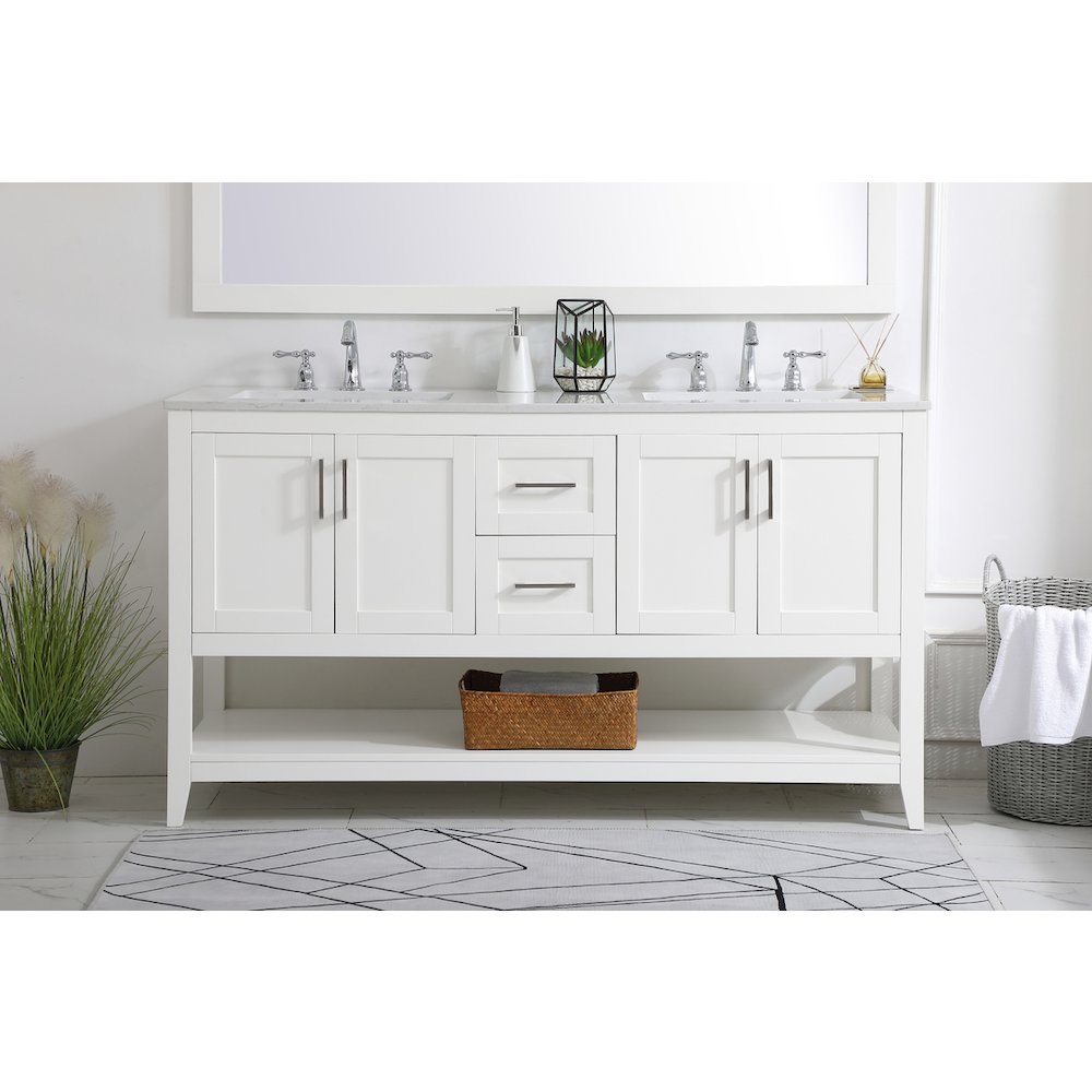 60 inch Double Bathroom Vanity in White