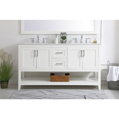60 inch Double Bathroom Vanity in White