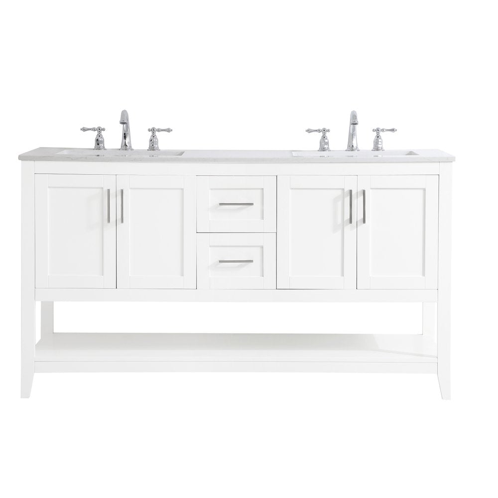 60 inch Double Bathroom Vanity in White