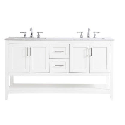 60 inch Double Bathroom Vanity in White