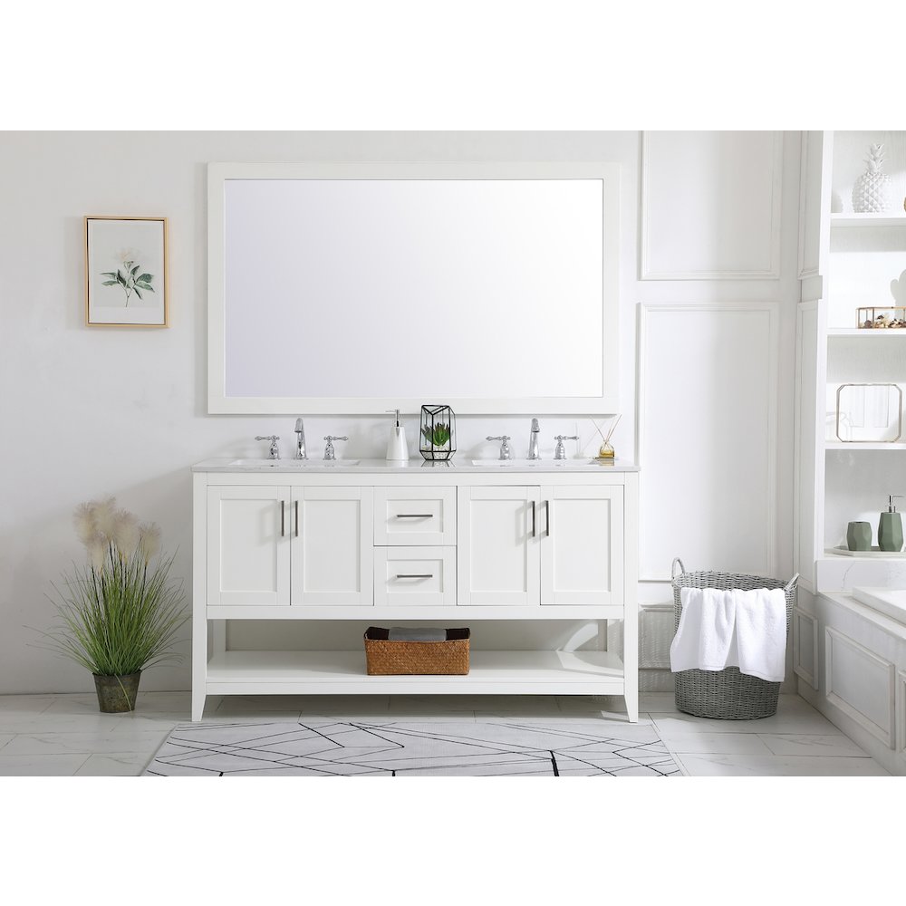 60 inch Double Bathroom Vanity in White