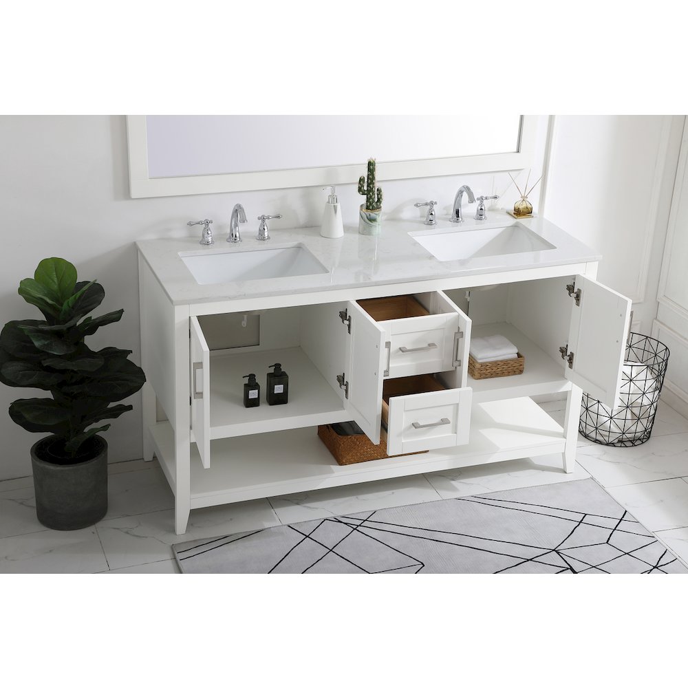 60 inch Double Bathroom Vanity in White
