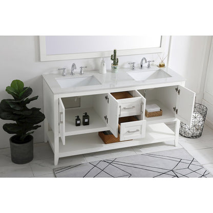 60 inch Double Bathroom Vanity in White