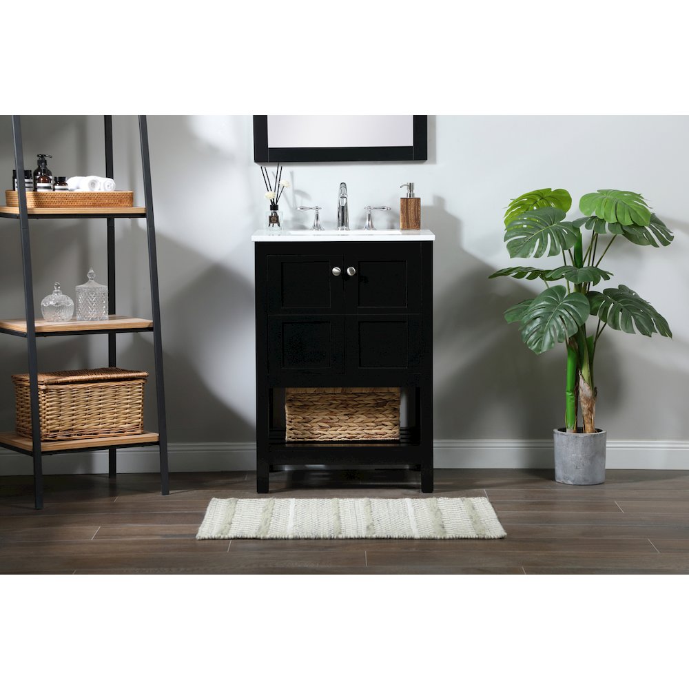24 inch Single bathroom vanity in black