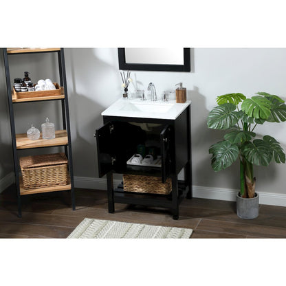 24 inch Single bathroom vanity in black