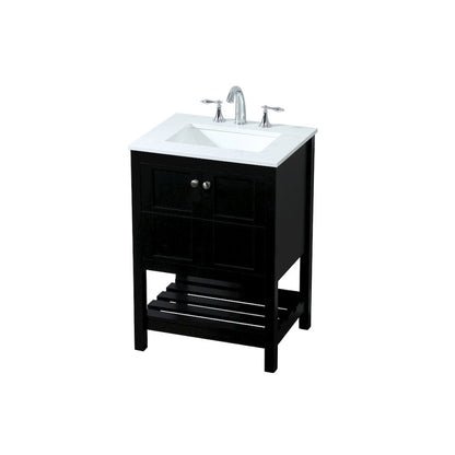 24 inch Single bathroom vanity in black