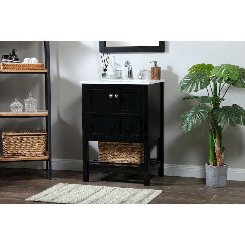 24 inch Single bathroom vanity in black