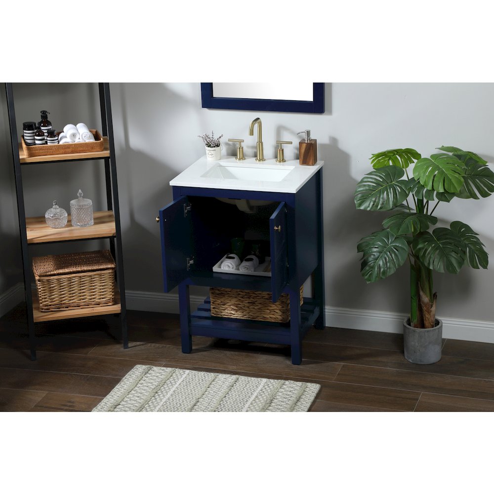 24 inch Single bathroom vanity in blue