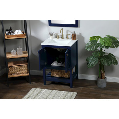 24 inch Single bathroom vanity in blue