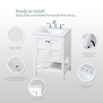 24 inch Single bathroom vanity in grey