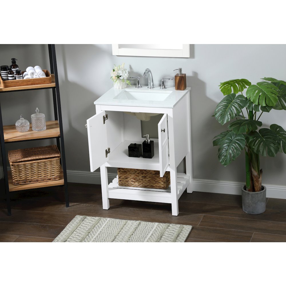 24 inch Single bathroom vanity in white