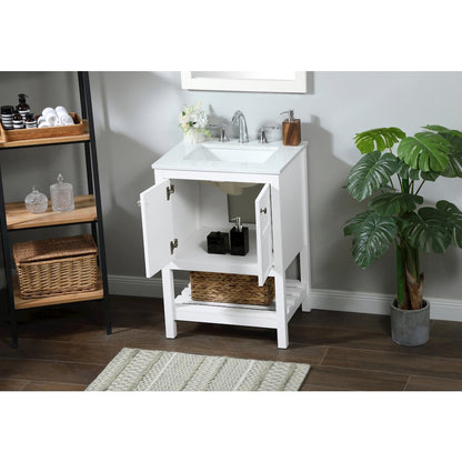 24 inch Single bathroom vanity in white