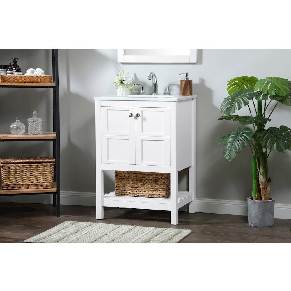 24 inch Single bathroom vanity in white