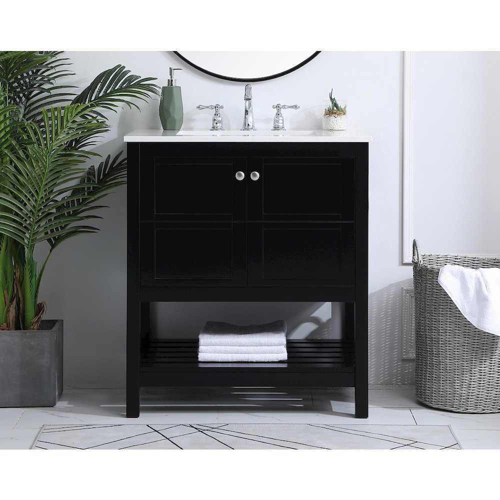 30 inch Single Bathroom Vanity in Black
