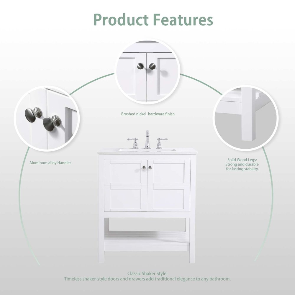 30 inch Single Bathroom Vanity in Gray