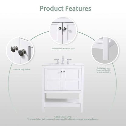 30 inch Single Bathroom Vanity in Gray