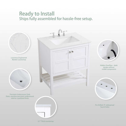 30 inch Single Bathroom Vanity in Gray