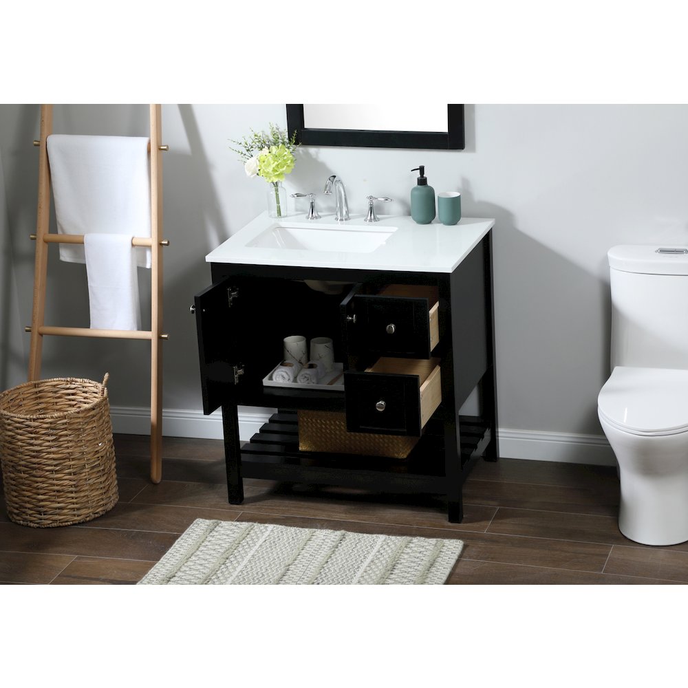32 inch Single bathroom vanity in black