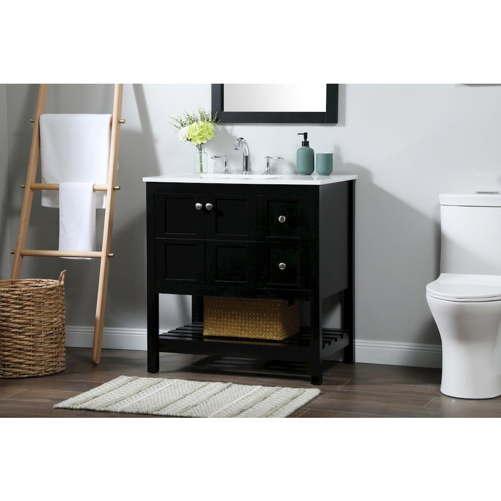 32 inch Single bathroom vanity in black