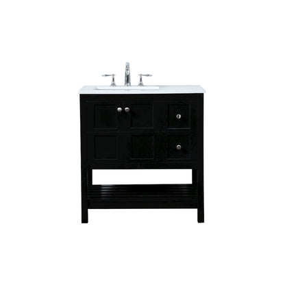 32 inch Single bathroom vanity in black