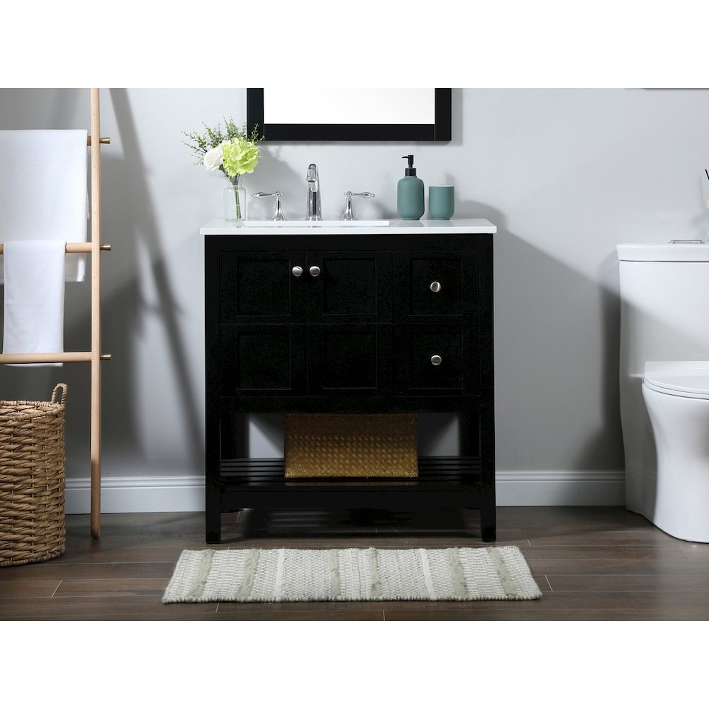 32 inch Single bathroom vanity in black