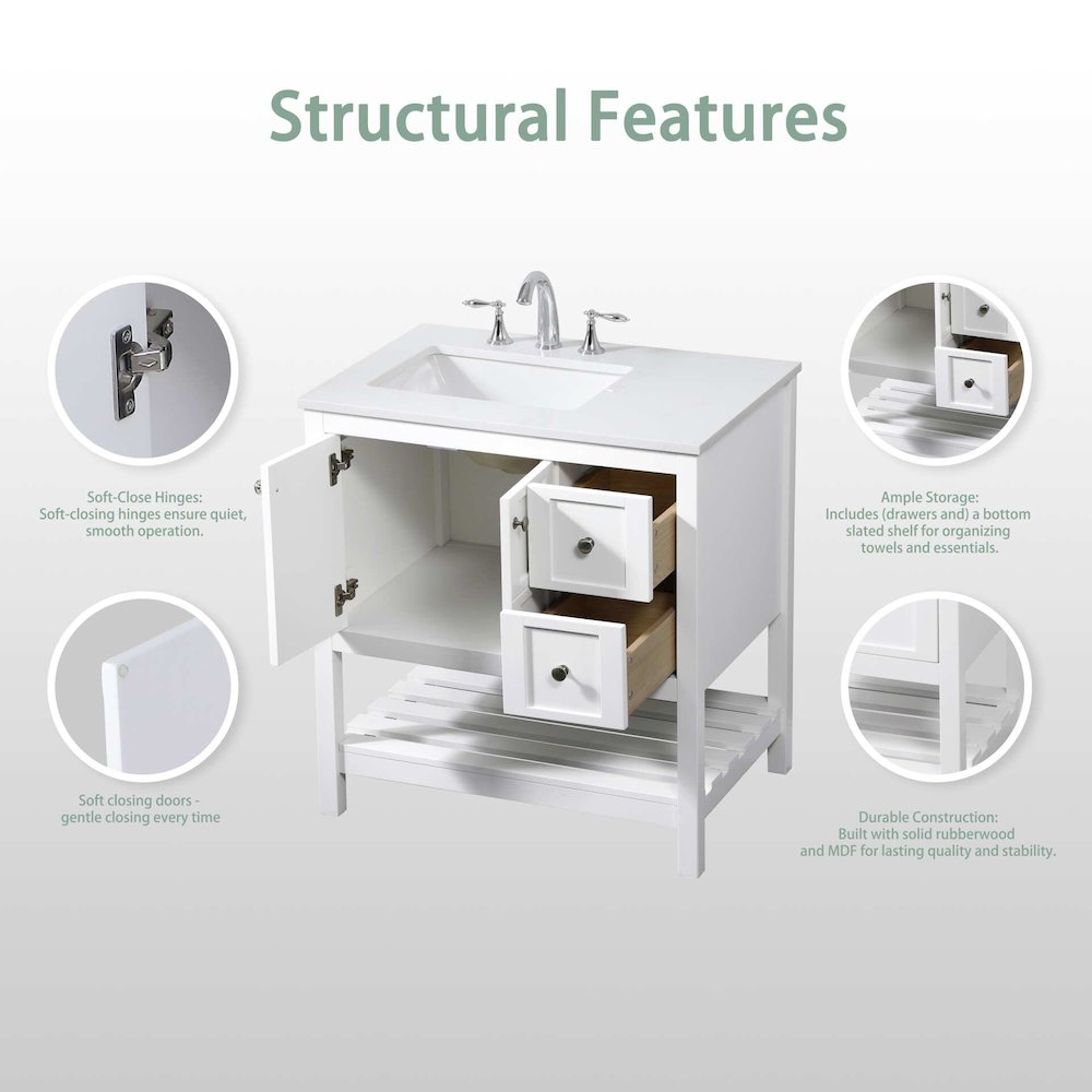32 inch Single bathroom vanity in black