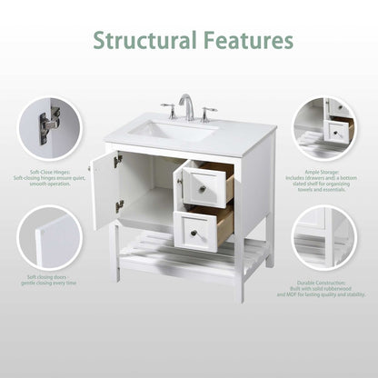 32 inch Single bathroom vanity in black