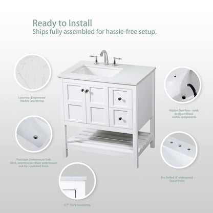 32 inch Single bathroom vanity in black