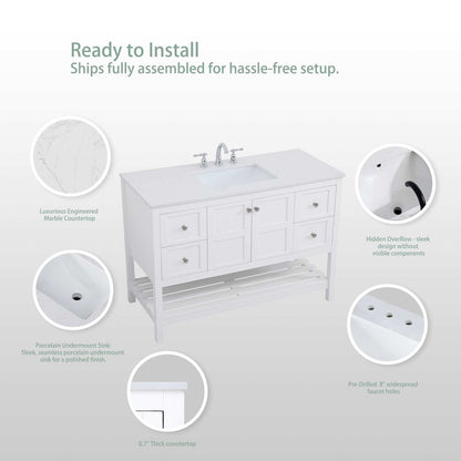 48 inch Single Bathroom Vanity in Gray