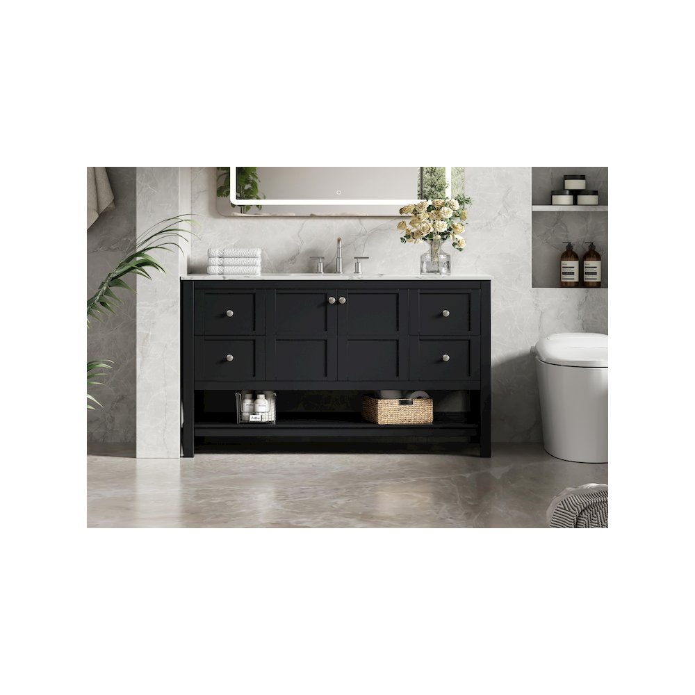 54 inch Single Bathroom Vanity in Black