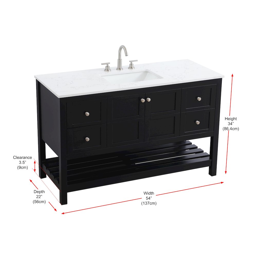 54 inch Single Bathroom Vanity in Black