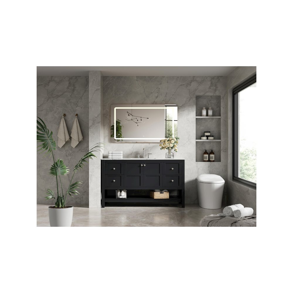 54 inch Single Bathroom Vanity in Black