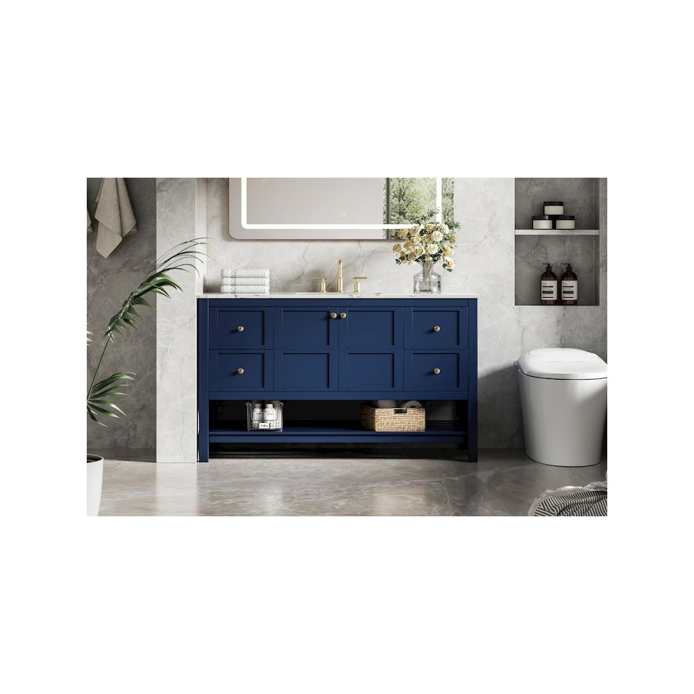 54 inch Single Bathroom Vanity in Blue