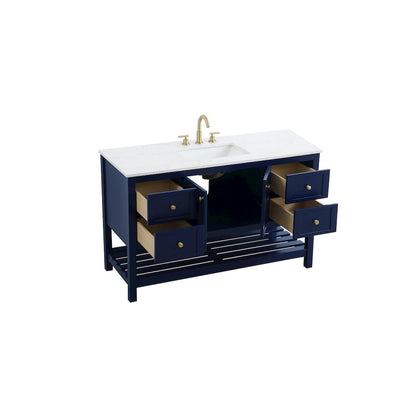 54 inch Single Bathroom Vanity in Blue