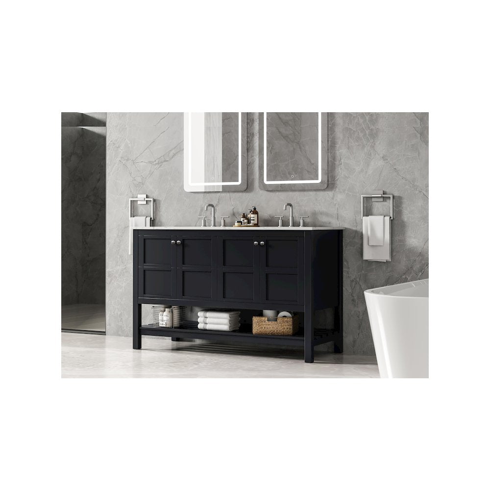 54 inch Double Bathroom Vanity in Black