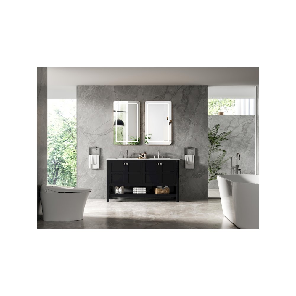 54 inch Double Bathroom Vanity in Black