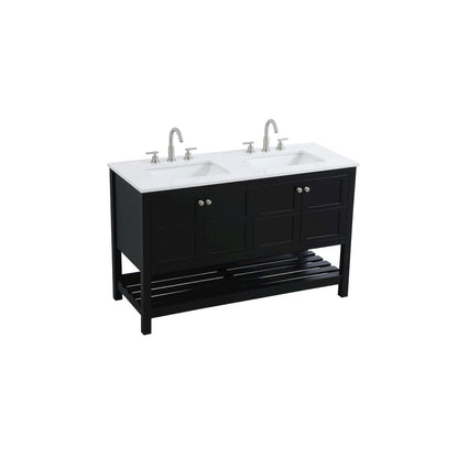 54 inch Double Bathroom Vanity in Black