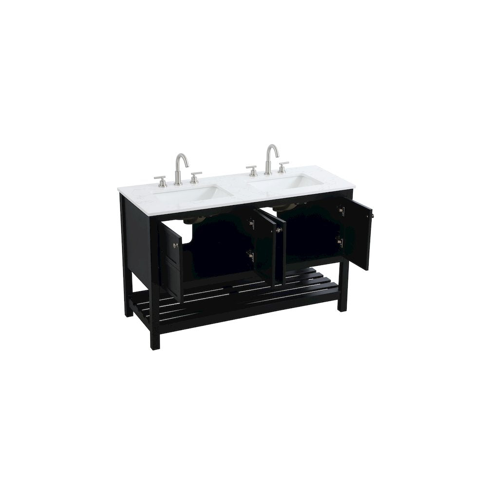 54 inch Double Bathroom Vanity in Black