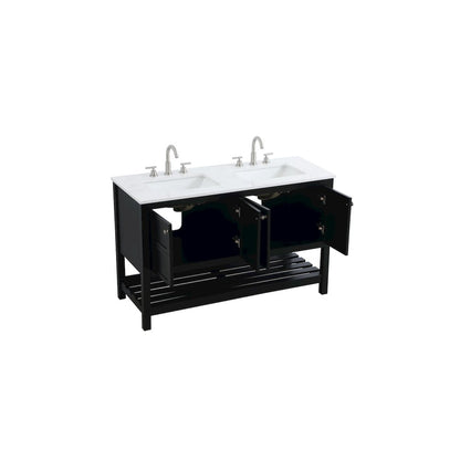 54 inch Double Bathroom Vanity in Black