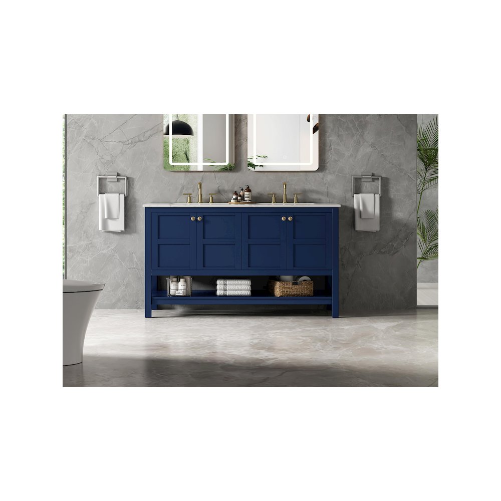 54 inch Double Bathroom Vanity in Blue