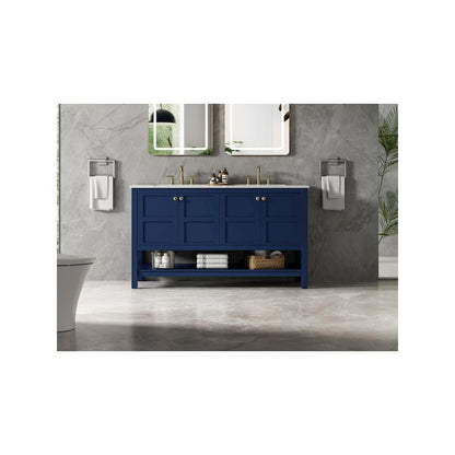 54 inch Double Bathroom Vanity in Blue