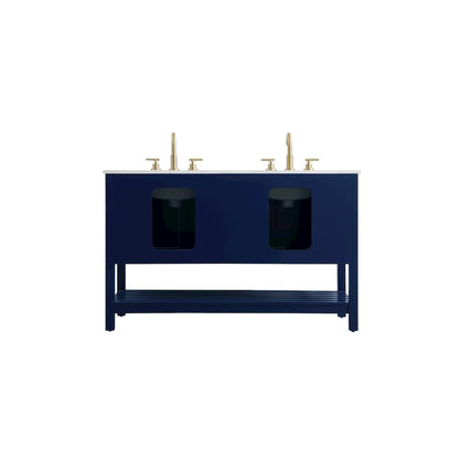 54 inch Double Bathroom Vanity in Blue