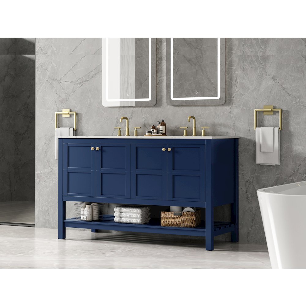 54 inch Double Bathroom Vanity in Blue
