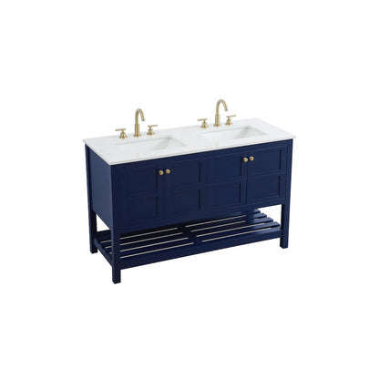 54 inch Double Bathroom Vanity in Blue