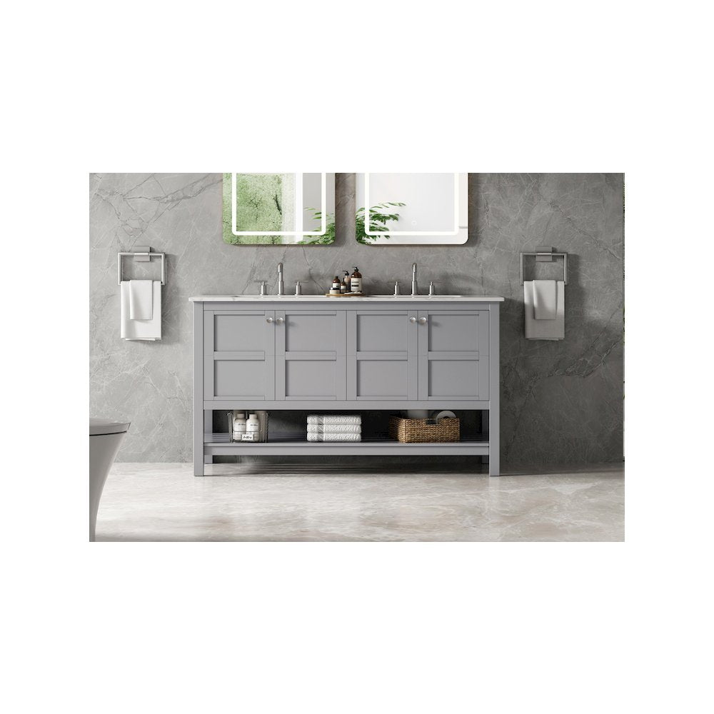 54 inch Double Bathroom Vanity in Grey