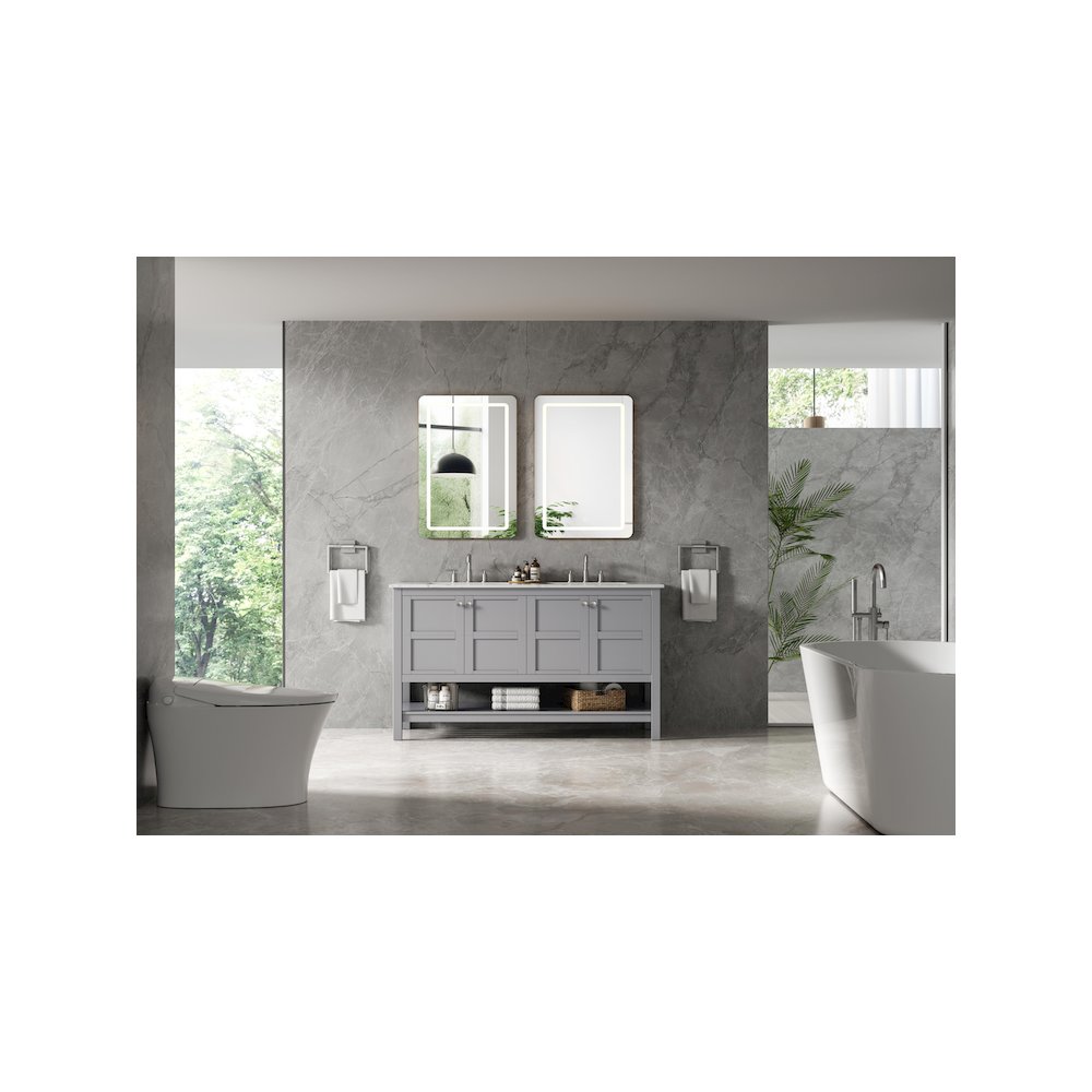54 inch Double Bathroom Vanity in Grey