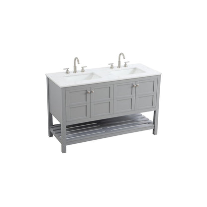 54 inch Double Bathroom Vanity in Grey
