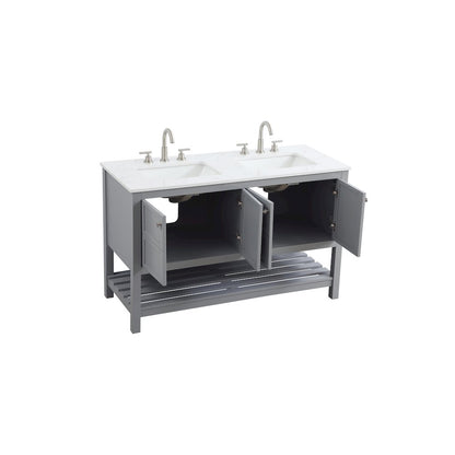 54 inch Double Bathroom Vanity in Grey